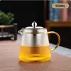 Bule de Vidro Espesso com Filtro, Bule Vertical de Listras de Grande Capacidade, Bule Resistente ao Calor para Chá de Flores e Chá Preto