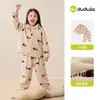 Dududu Home Conjunto Infantil Outono Roupa de Casa Novo Estilo Top Divertido para Meninas Roupas de Bebê Calça Comprida para Meninos Roupa de Outono