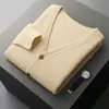 Suéter de Lana Espeso Nuevo Estilo Otoño e Invierno para Hombre Hombros Descubiertos Cuello en V Casual Cardigan de Cuerda Chaqueta de Punto Top