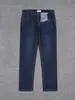 Jeans rectos de alta gama color azul oscuro para hombre, tejido, color primario, lavado, elástico, finos, pantalones casuales de negocios para hombre, moda