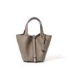 Bolso Cubo de Cuero de Vaca de Primera Capa para Frutas y Verduras, Lujo Ligero, Cuero Genuino de Gama Alta, Moda Transfronteriza, Bolso de Mano Versátil