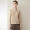 Cárdigan de cachemira para mujer, cachemira de cabra pura, nuevo estilo otoño e invierno, cuello redondo, bordes enrollados, abotonado, chaqueta suéter de punto, blanco limpio