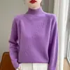 Otoño Invierno 2026 Nuevo Cuello Alto Ropa Interior Térmica Tejido Grueso Cálido Ropa Interior Suelta Color Sólido Suéter Mujer