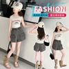 Colete Patchwork 2025 Jeans Cargo Multi-Bolsos Shorts Jeans Cargo Verão Meninas Cintura Alta Perna Larga Hot Pants Tendência