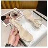 Sandálias de Salto Alto Femininas 2023 Novo Verão Moda Roupa Exterior Uma Palavra com Cristal Sapatos de Salto Grosso Transparentes com Saia Saltos Altos