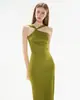 Vestido de noite de um ombro estilo INS transfronteiriço da Amazon, vestido longo sereia com amarração na cintura, vestido de noite de estilo europeu e americano para comércio exterior
