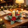 Ornamento de guirlanda porta-velas de flores de Natal transfronteiriço, guirlanda porta-velas de Natal, decoração de suporte de velas, decoração de arte em ferro para mesa e janela