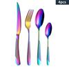 Juego de Cubiertos de Acero Inoxidable Transfronterizo, Juego de Cubiertos Corte Estrella Diamante, Cuchillo, Tenedor, Cuchara, Mango Chapado en Oro, Caja de Regalo, Juego de Cuatro Piezas para Comida Occidental y Postres