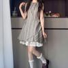 Vestido chaleco sin mangas de cuadros franceses para niños verano 2025 nuevo pequeño elegante adelgazante de cintura falda