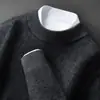Suéter Premium de Cachemir con Cuello Medio para Hombre, Corte Holgado, Nuevo Estilo Otoño e Invierno 2026, Suéter Básico Casual de Punto de Lana