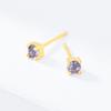 Brincos de Prata 925 Femininos Europeus e Americanos Transfronteiriços Diamante Colorido Mini Brincos Novo Simples Estilo Frio Zircônia de Quatro Garras Pequenos Brincos