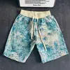 Shorts Jacquard Cor de Verão Marca Tendência Masculino Tamanho Grande Calças Cinco Pontos Calças Casuais Largas Shorts de Praia Tamanho Grande