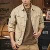 Jaqueta de trabalho retrô estilo americano para homens, leve, nova coleção 2026, camisa cáqui com gola alta, respirável e adequada para uso business casual, para vendas transfronteiriças