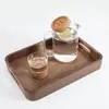 Bandeja de madeira de nogueira preta estilo japonês Qingmu retangular para uso doméstico Bandeja de chá prato de armazenamento prato de jantar xícara de chá xícara de água prato de madeira