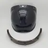 Capacete de motocicleta de fábrica, meio capacete retrô com viseira bolha, lente de segurança à prova de vento com três fivelas, conjunto de suporte