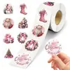 500 Peças/Rolo Adesivos de Natal Rosa 2,5cm Adesivos do Papai Noel Removíveis à Prova d'Água Adesivos Decorativos Redondos