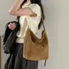 Nova Bolsa Saco de Camurça Fosca de Outono para Mulheres, Bolsa de Mão Casual Vintage, Bolsa Transversal de Ombro Grande Capacidade para Mulheres