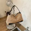 Bolsa de Paja Tejida de Nicho de Alta Venta en Verano para Mujer 2026 Nueva Moda Bolso Cruzado Bolso Cojín Tejido con Rayas Arcoíris