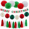 Natal decorativo favo de mel bola de Natal não-tecido pacote de bandeira Natal vermelho e verde gaiola de favo de mel bola de papel bola de flor