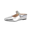 En stock~Zapatillas de Casa Mary Jane de Punta Cerrada para Mujer, Punta Cuadrada, Pedrería, Aumento Interno de Altura, Mocasines Slip-on, Cuña, Zapatos de Tacón Único