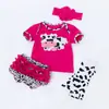 Atacado do Fabricante Roupas para Bonecas Reborn 18-23 polegadas Simulação de Bebê Camiseta de Manga Curta Cartoon Vaca Calça PP Conjunto de 4 Peças