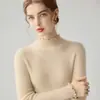 Camisa base feminina de outono e inverno com gola alta e barra franzida para comércio exterior transfronteiriço, top estiloso de manga longa slim fit, suéter premium