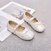Zapatos de Princesa de Cuero con Lazo para Niñas 2026 Otoño Nuevos Zapatos de Ballet Planos de Suela Suave Mocasines de Caña Baja para Niños