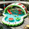 Alberca inflable con carpa, diseño de caricatura, para niños y adultos, tina de natación exterior de PVC engrosado con tobogán