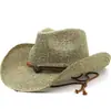 Chapéu de Palha Estilo Cowboy Ocidental Jazz para Mulheres, Chapéu de Sol de Verão com Proteção Solar, Chapéu de Sol com Aba Enrolada, Para Passeio na Praia Férias, Respirável para Homens