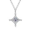 Collar Minimalista de Moissanita de Moda con un Toque de Lujo, Colgante de Plata Pura S925, Diseño de Estrella de Cuatro Puntas, Cadena para Clavícula al por Mayor