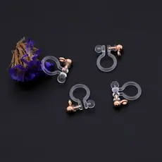 日韩无耳洞无痛耳夹 透明U形金属插针树脂耳夹 diy配件小饰品