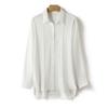 Camisa de Manga Longa com Proteção Solar Cool de Designer Sem Ferro Cor Morandi Fenda Lateral Francesa Camisa Branca Camisa para Mulheres