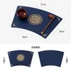 Mantel con forma de abanico estilo chino repelente al agua repelente al aceite para mesa redonda del hogar alfombrilla de aislamiento térmico de cuero mantel para comida occidental mantel para plato