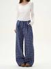 Pantalones de Pierna Ancha a Cuadros con Botones de Diseño Nicho Retro Americano Unisex Duffy Shuai High Street Sueltos Casuales para Pareja