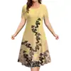 Vestido Curto Feminino Moda Estampa Digital 3D Florido Solto Gola Redonda Vestido Longo de Praia 2024 Verão Quente Comércio Exterior Transfronteiriço
