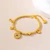 Pulsera Trendy de Ábaco Dorada Antigua para Mujer, Pulsera Retro de Oro Arena Vietnamita con Moneda de Cobre y Diamantes, Joyería al por Mayor