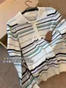 Camisa Polo de Tricô Listrada Contrastante Estilo Coreano para Mulheres 2026 Novo Outono Temperamento Retrô High-End Top Solto