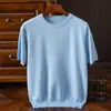 Camiseta masculina de manga curta estilo coreano moderna gola redonda manga curta primavera e outono masculina slim fit cor sólida roupas suéter bonito