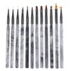 Kit de pluma de fototerapia para manicura 12 plumas de dibujo pintadas estilo japonés pluma de onda de humo acrílico degradado floreciente belleza