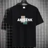 Fabricante Original Verano 2025 Hombres Estampado de Letras Holgada Manga Corta Media Manga Talla Grande Manga Corta Moderna Camiseta Cuello Redondo