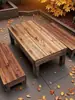 Mesa Retangular Baixa para Pátio, Madeira Anticorrosiva, Mesa Longa de Lazer ao Ar Livre para Varanda, Mesa de Chá Zen Simples para Jardim