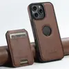 Adequado para iPhone 18 Promax 2 em 1 Magsafe Carregamento Sem Fio Magnético Porta-Cartões Capa de Couro para Celular