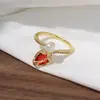 Anillo Ajustable para Dedo Índice de Tulipán con Esmalte Incrustado de Diamantes para Mujer con Gemas Incrustadas, Larga Duración y No se Desvanece, Anillo Exquisito de Alta Gama