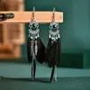 Pendientes Largos de Plumas Vintage, Pendientes de Patrón Personalizado Bohemio, Pendientes para Viajes de Vacaciones, Envío Directo