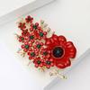 Broche Flor de Papoula com Strass Europeu e Americano Mais Vendido Transfronteiriço Exquisita Personalidade Pin de Joia para Terno Cardigã Feminino