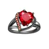 Kawei Moda Europea y Americana Anillo de Marca Grande Anillo de Diamante de Color en Forma de Corazón Anillo de Zirconia Roja Súper Brillante Moda Suministro Listo