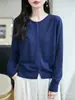 Cardigan de Tricô com Zíper e Gola Redonda Estilo Simples para o Dia a Dia, Suéter de Manga Longa Fino de Verão, Peça de Roupa Externa Casual da Moda