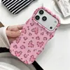 Capa de Celular Popular Transfronteiriça Cor-de-Rosa em Formato de Coração Estilo Hot Girl para Apple 17 Pro Max, Capa com Película de Onda Grande, Direto da Fábrica de Origem