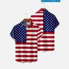 2023 Comercio Exterior Transfronterizo Verano Día de la Independencia Cárdigan para Hombre Top Estampado Digital 3D Manga Corta Solapa Camisa Hawaiana