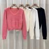 Estilo perezoso de Otoño e Invierno, cuello cuadrado, suéter corto tipo visón, prenda base de punto, sentido del diseño, top nicho, top de chica popular, moda